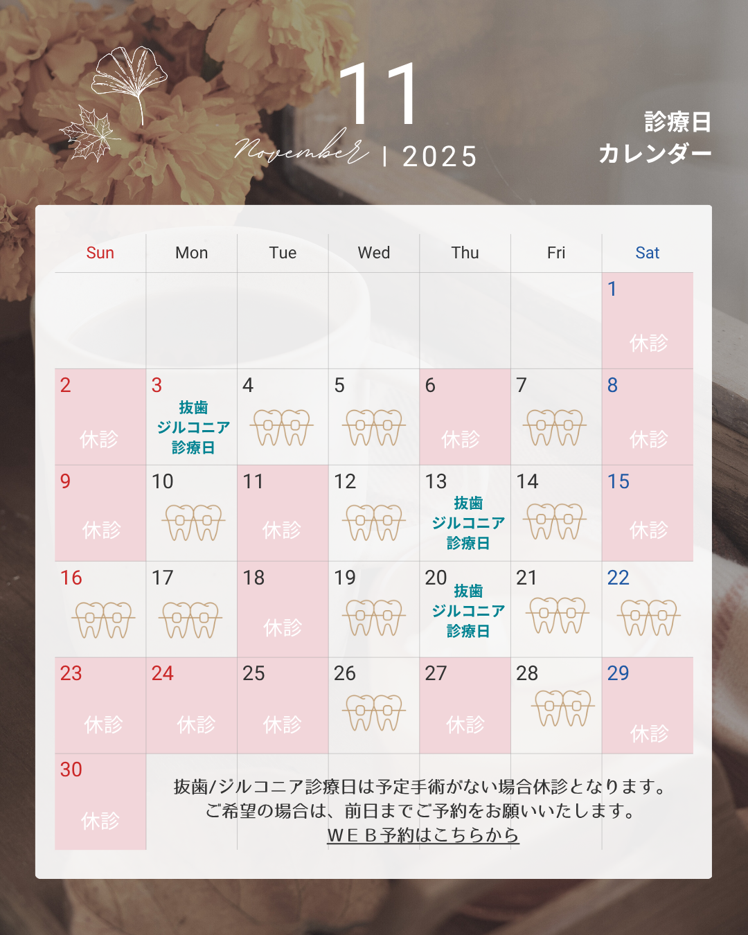 今月の診療日（11月～12月）